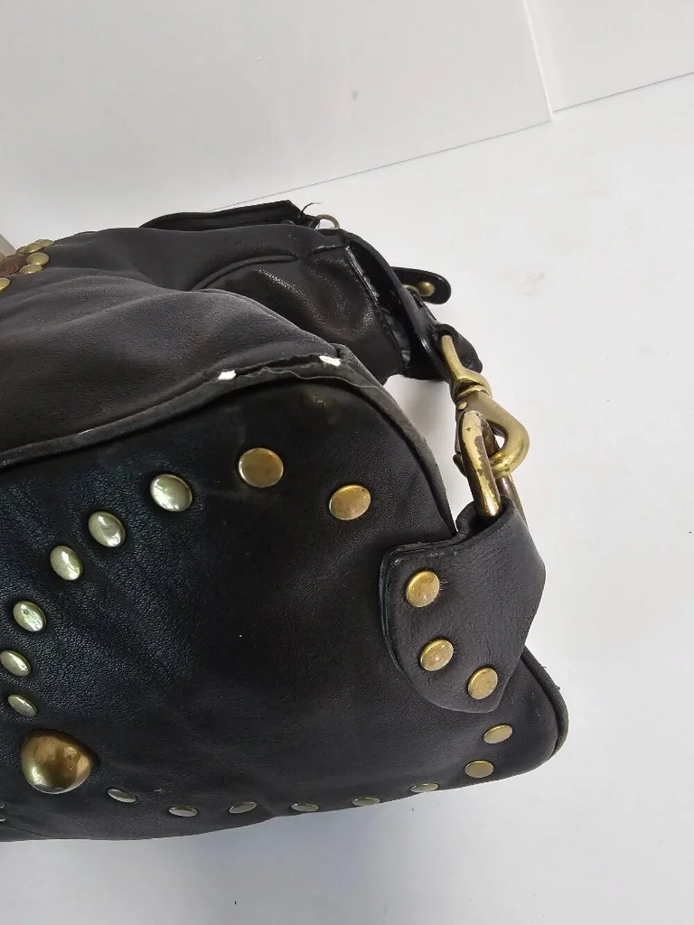 Kate Landry Bag Shoulder Y2K Leather Studded Chains Grunge Boho